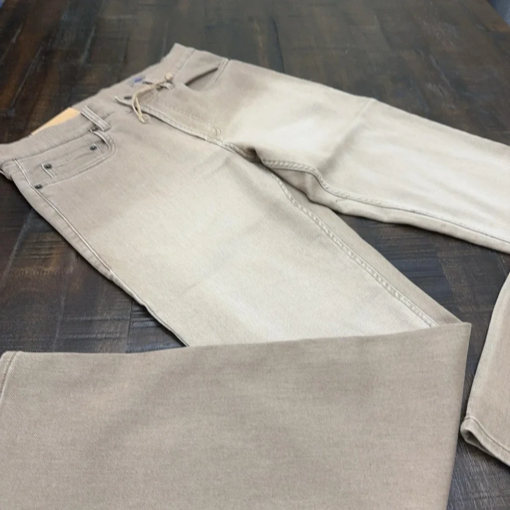 Faherty Stretch Terry Jeans Mens 31x32 Beige Slim Straight Stretch Denim Casual